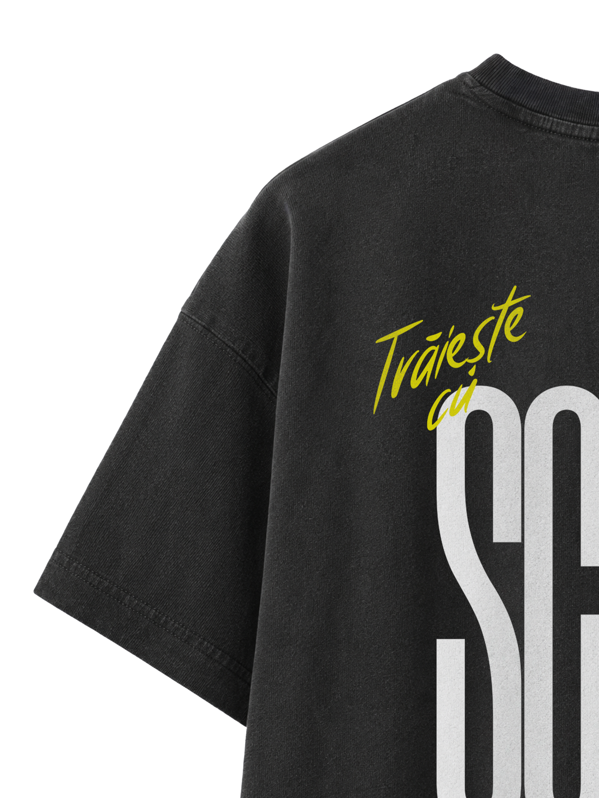 VINTAGE RELAXED FIT T-SHIRT TRAIESTE CU SCOP - black-rock-back-close-1.png - 2