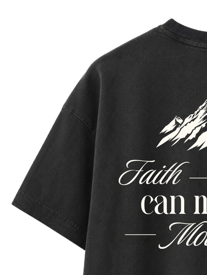 VINTAGE RELAXED FIT T-SHIRT FAITH CAN MOVE MOUNTAINS - black-rock-back-close-1.png - 3