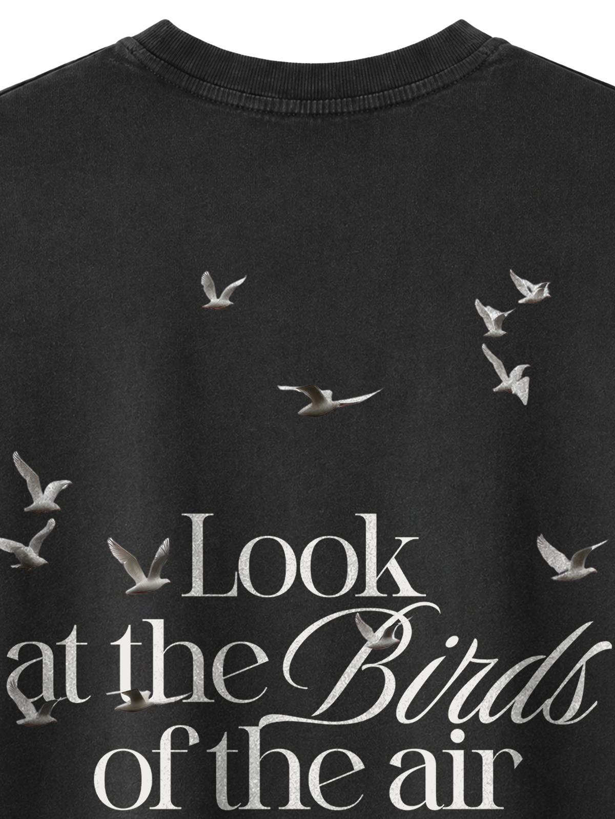 VINTAGE RELAXED FIT T-SHIRT LOOK AT THE BIRDS - black-rock-back-close-2.png - 6