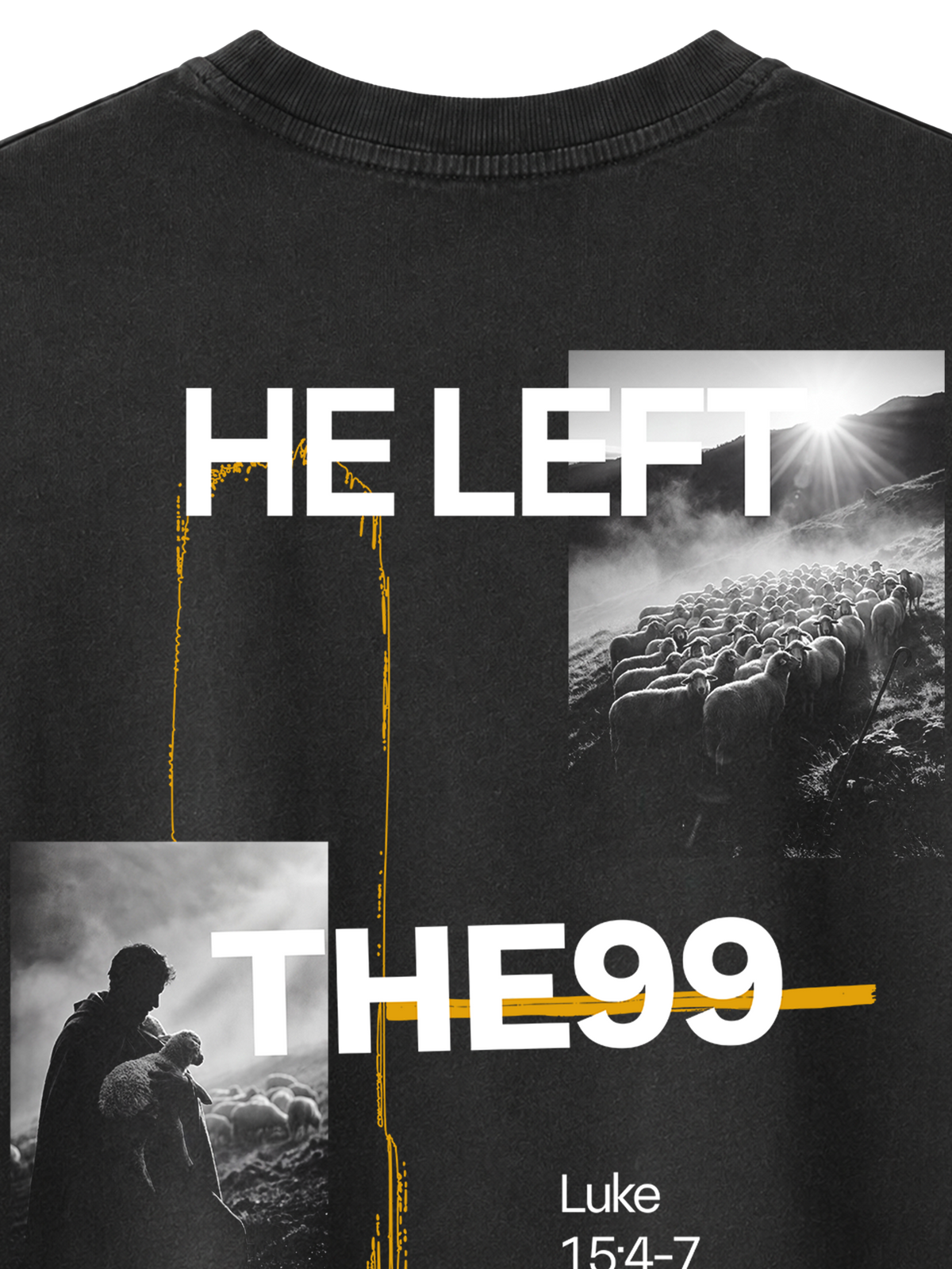 VINTAGE RELAXED FIT T-SHIRT HE LEFT THE 99 TO FIND ME - black-rock-back-close-2.png - 2