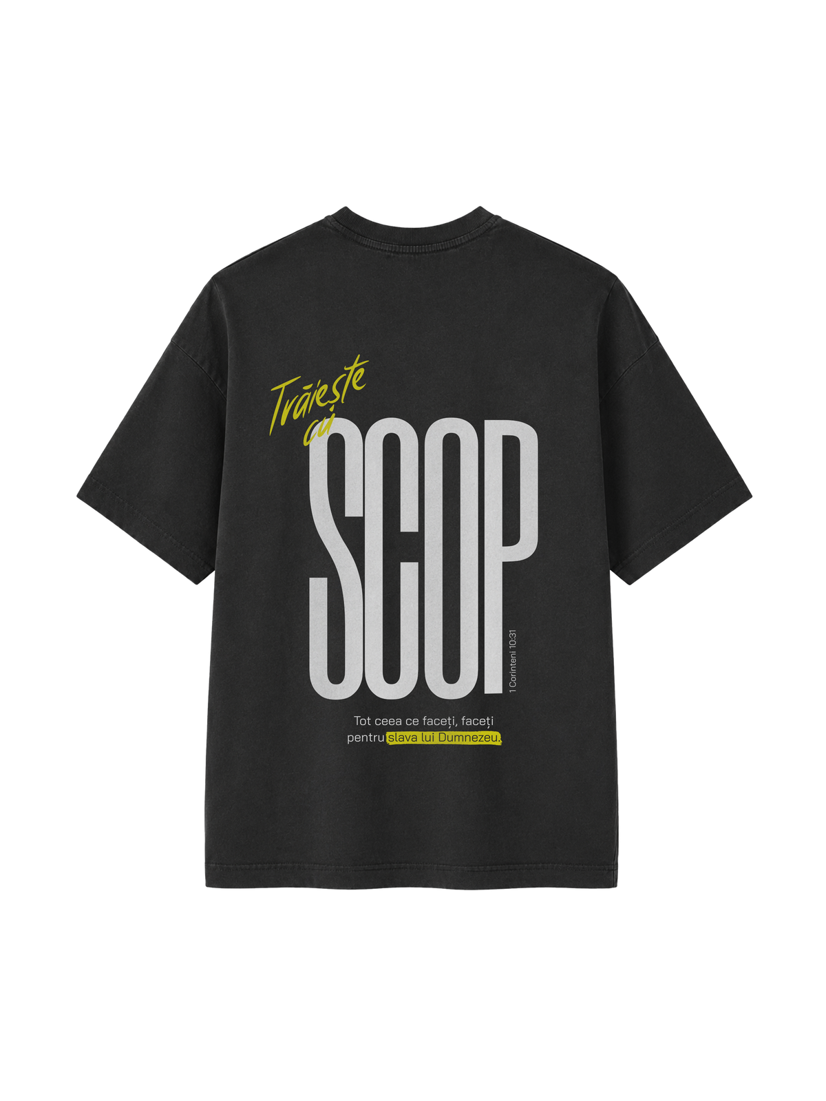 VINTAGE RELAXED FIT T-SHIRT TRAIESTE CU SCOP - black-rock-back.png - 1