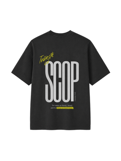 VINTAGE RELAXED FIT T-SHIRT TRAIESTE CU SCOP - black-rock-back.png - 1
