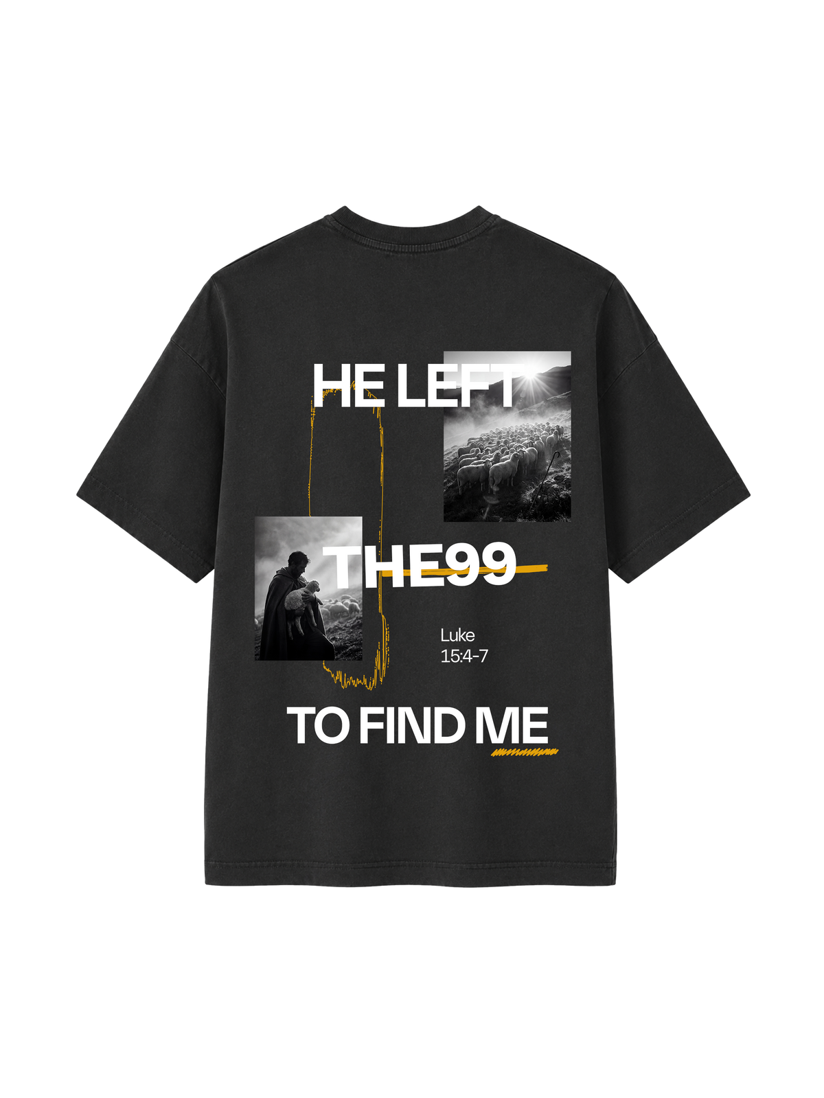 VINTAGE RELAXED FIT T-SHIRT HE LEFT THE 99 TO FIND ME - black-rock-back.png - 1