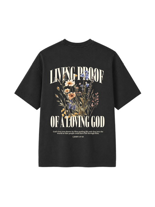 VINTAGE RELAXED FIT T-SHIRT LIVING PROOF OF A LOVING GOD - black-rock-back.png - 1