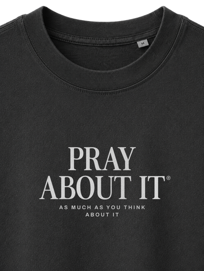 VINTAGE RELAXED FIT T-SHIRT PRAY ABOUT IT - black-rock-front-close-1.png - 5