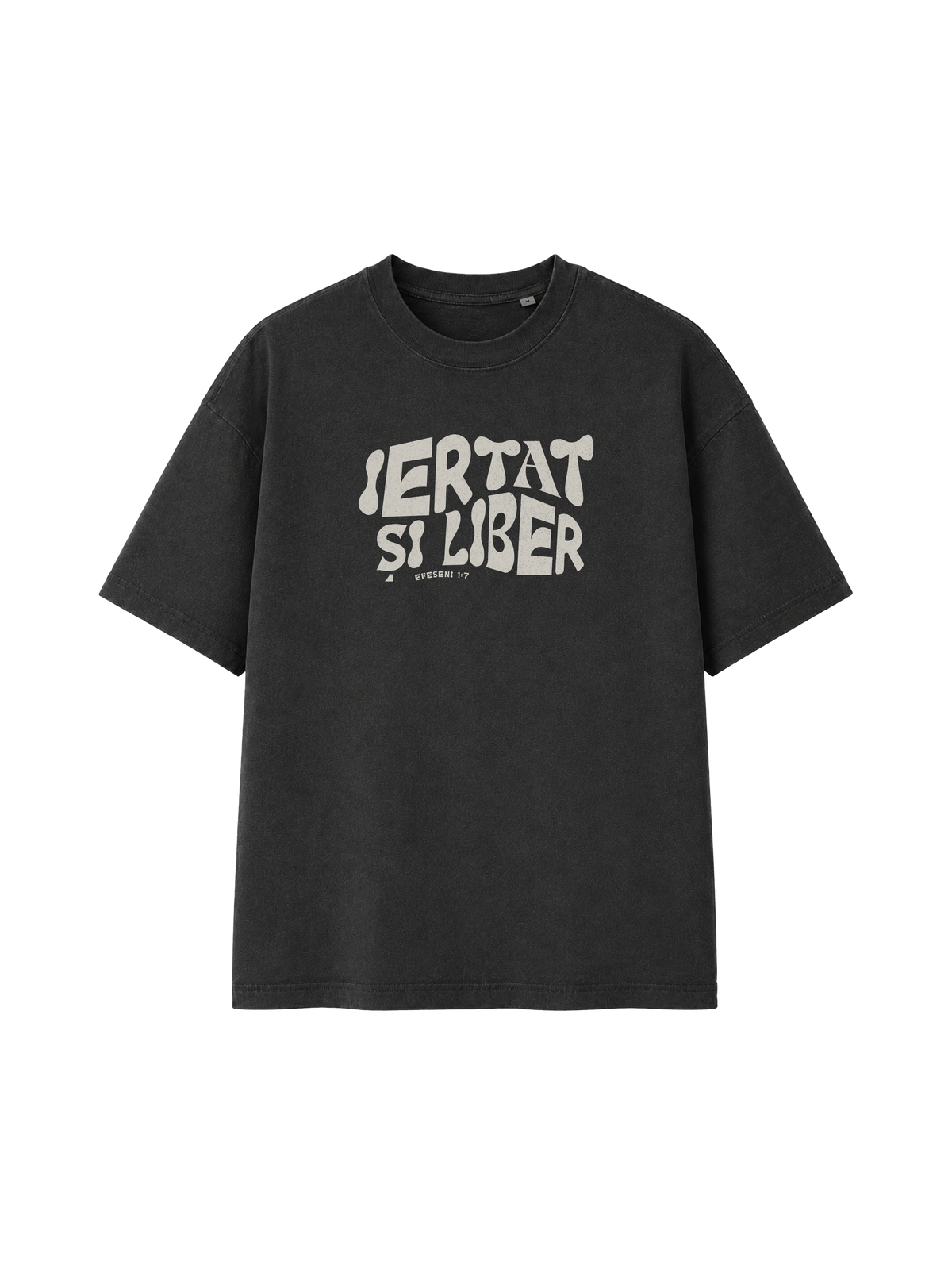 VINTAGE RELAXED FIT T-SHIRT IERTAT SI LIBER - black-rock-front.png - 1