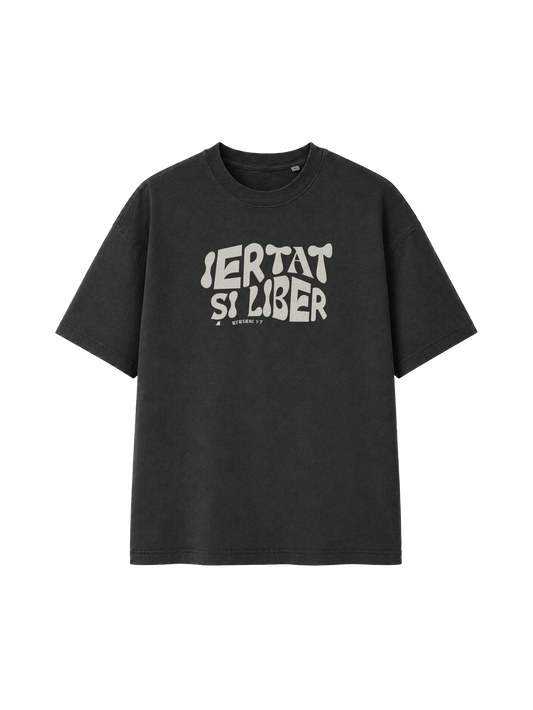VINTAGE RELAXED FIT T-SHIRT IERTAT SI LIBER - black-rock-front.png - 1