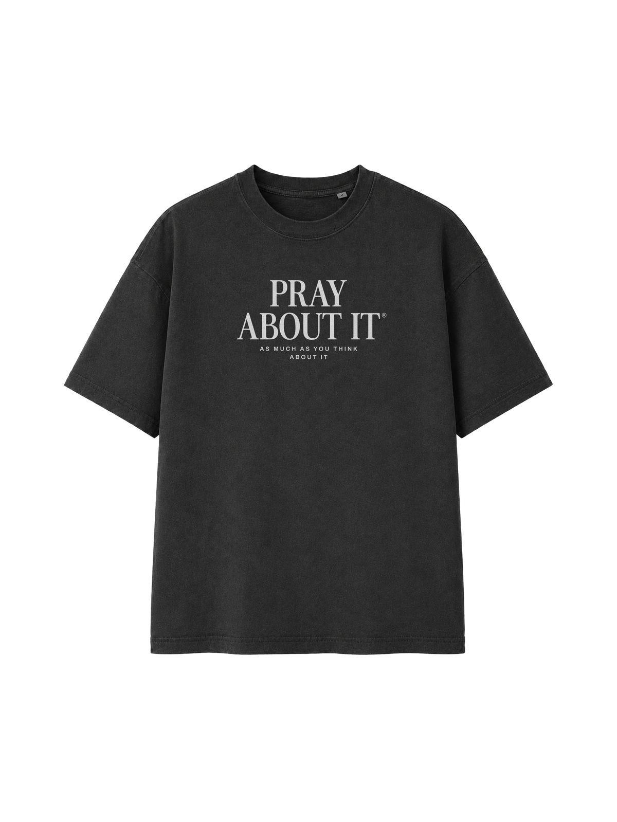 VINTAGE RELAXED FIT T-SHIRT PRAY ABOUT IT - black-rock-front.png - 4