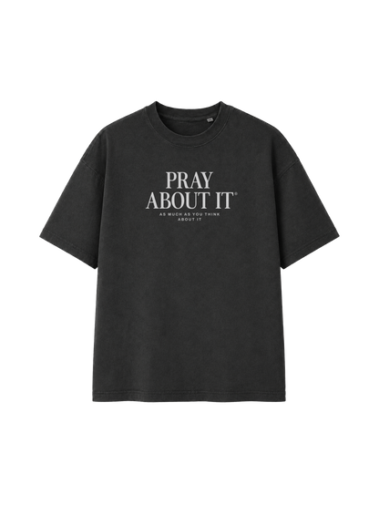 VINTAGE RELAXED FIT T-SHIRT PRAY ABOUT IT - black-rock-front.png - 4