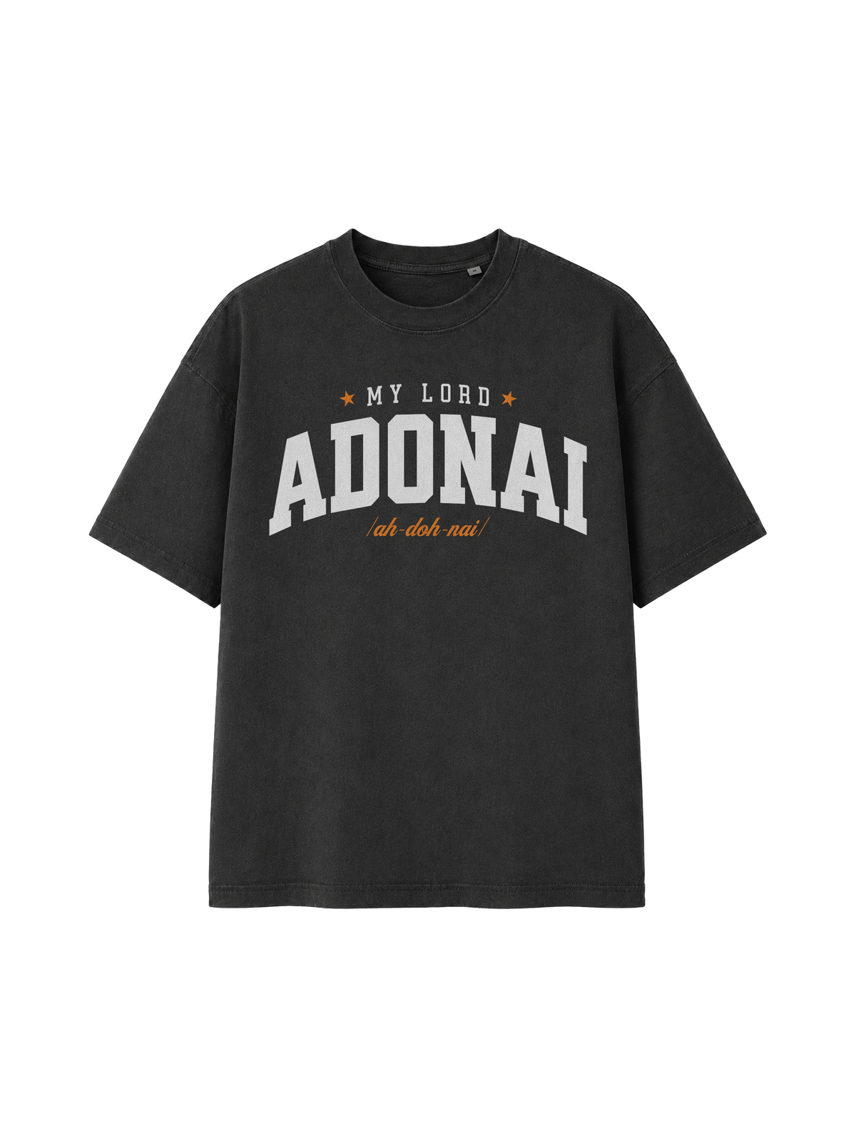 VINTAGE RELAXED FIT T-SHIRT ADONAI - black-rock-front.png - 1