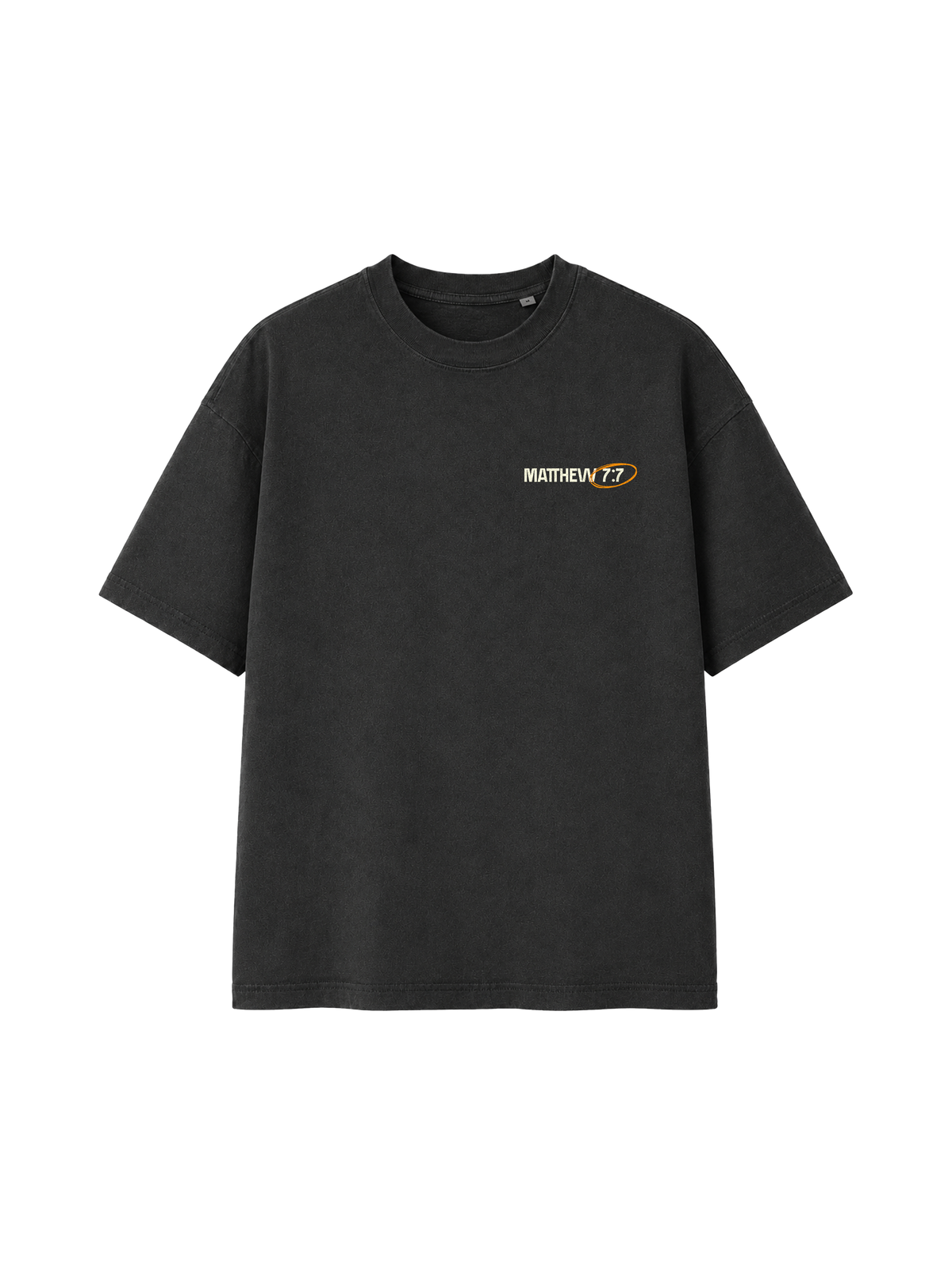 VINTAGE RELAXED FIT T-SHIRT ASK SEEK KNOCK - black-rock-front.png - 3