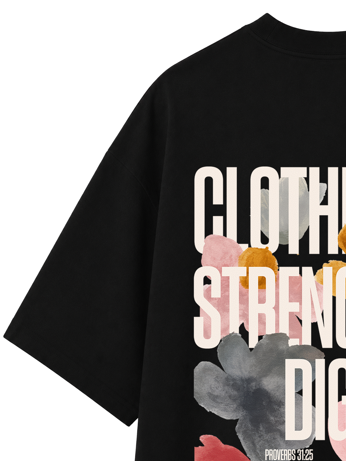 OVERSIZED T SHIRT CLOTHED IN STRENGTH - blaster-black-back-close-2.png - 3