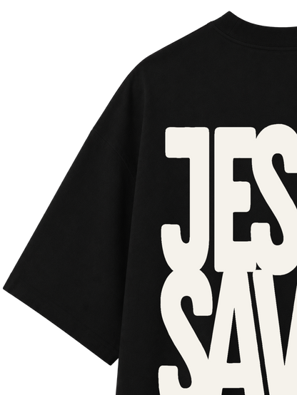 OVERSIZED T SHIRT JESUS SAVES - blaster-black-back-close-2.png - 6