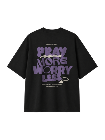 OVERSIZED T SHIRT PRAY MORE WORRY LESS - blaster-black-back.png - 1