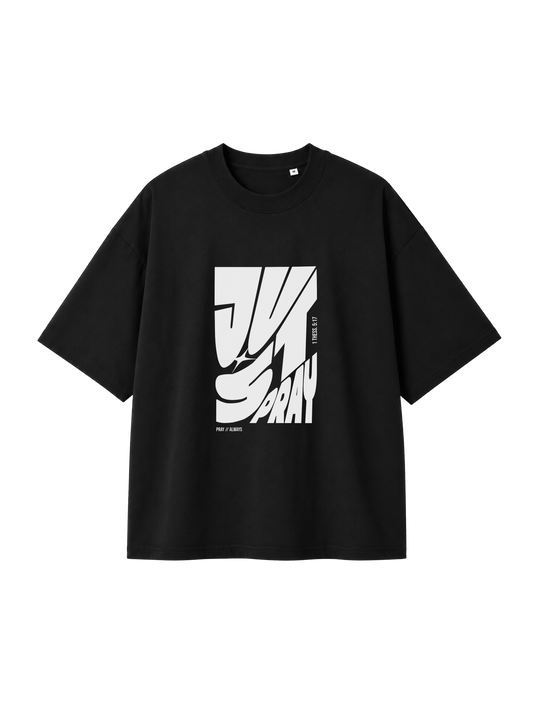 OVERSIZED T SHIRT JUST PRAY - blaster-black-front.png - 1