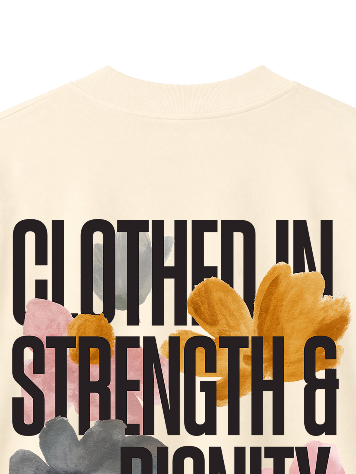 OVERSIZED T SHIRT CLOTHED IN STRENGTH - blaster-cream-back-close-1.png - 6