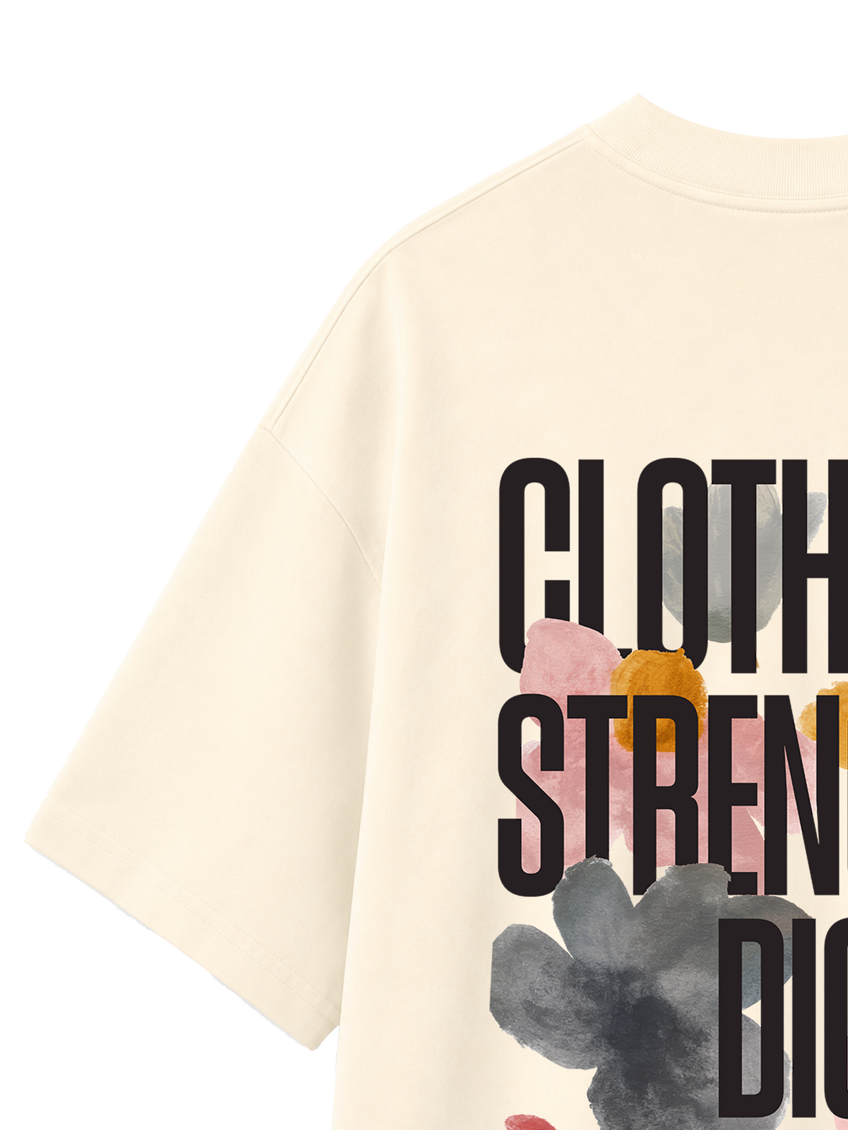 OVERSIZED T SHIRT CLOTHED IN STRENGTH - blaster-cream-back-close-2.png - 7