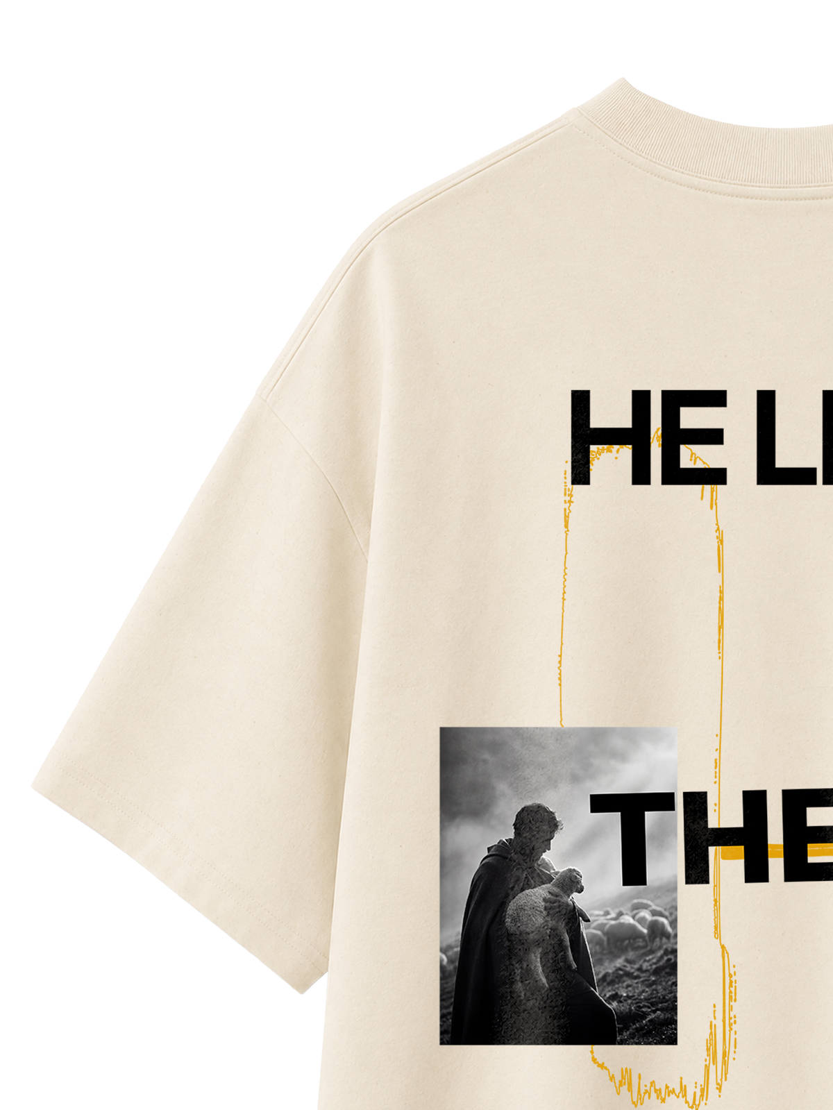 OVERSIZED T-SHIRT HE LEFT THE 99 TO FIND ME - blaster-natural-raw-back-close-2.png - 7