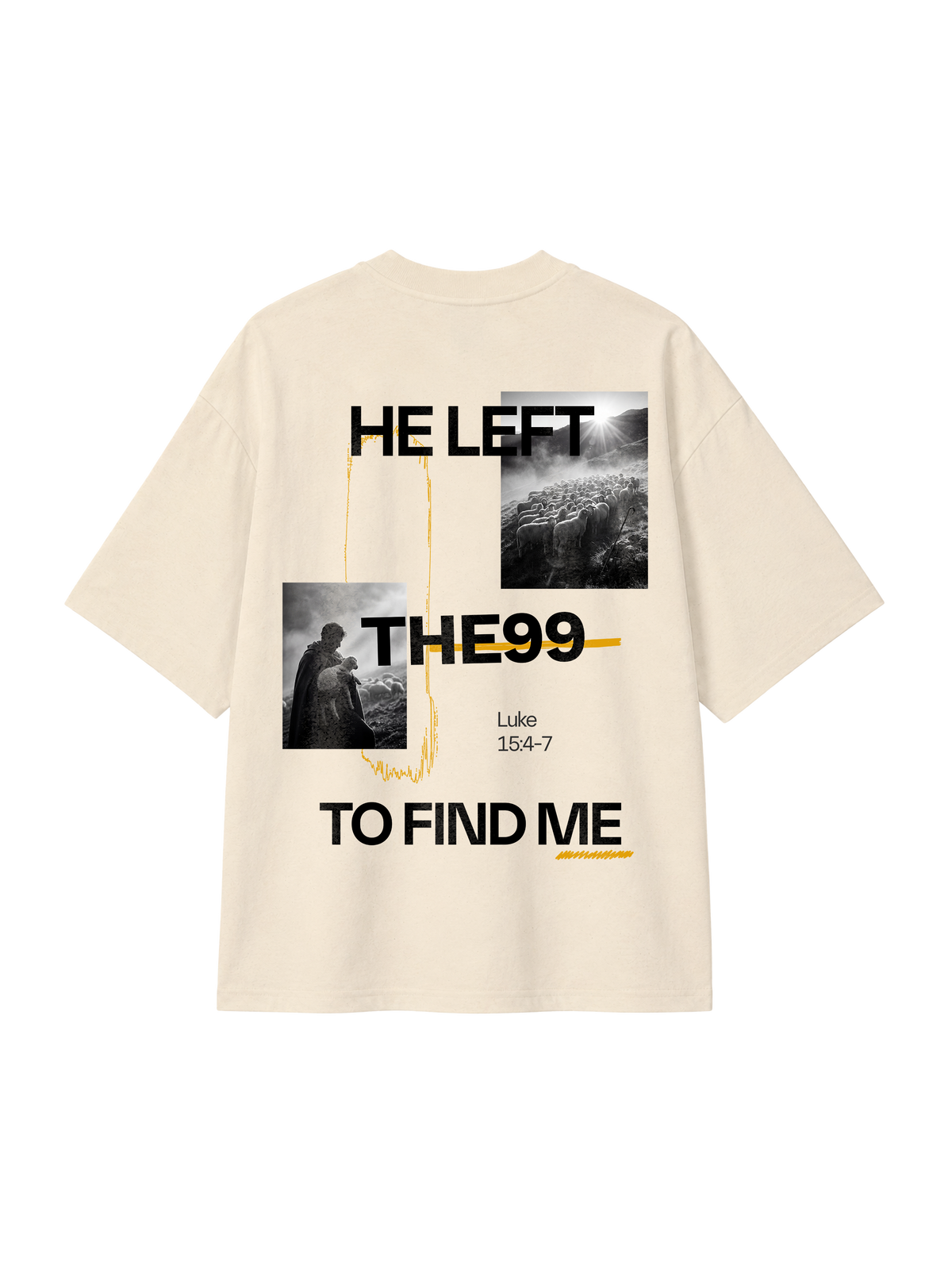 OVERSIZED T-SHIRT HE LEFT THE 99 TO FIND ME - blaster-natural-raw-back.png - 5