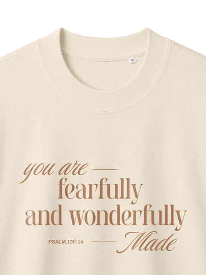 OVERSIZED T-SHIRT YOU ARE FEARFULLY AND WONDERFULLY MADE - blaster-natural-raw-front-close-1.png - 2