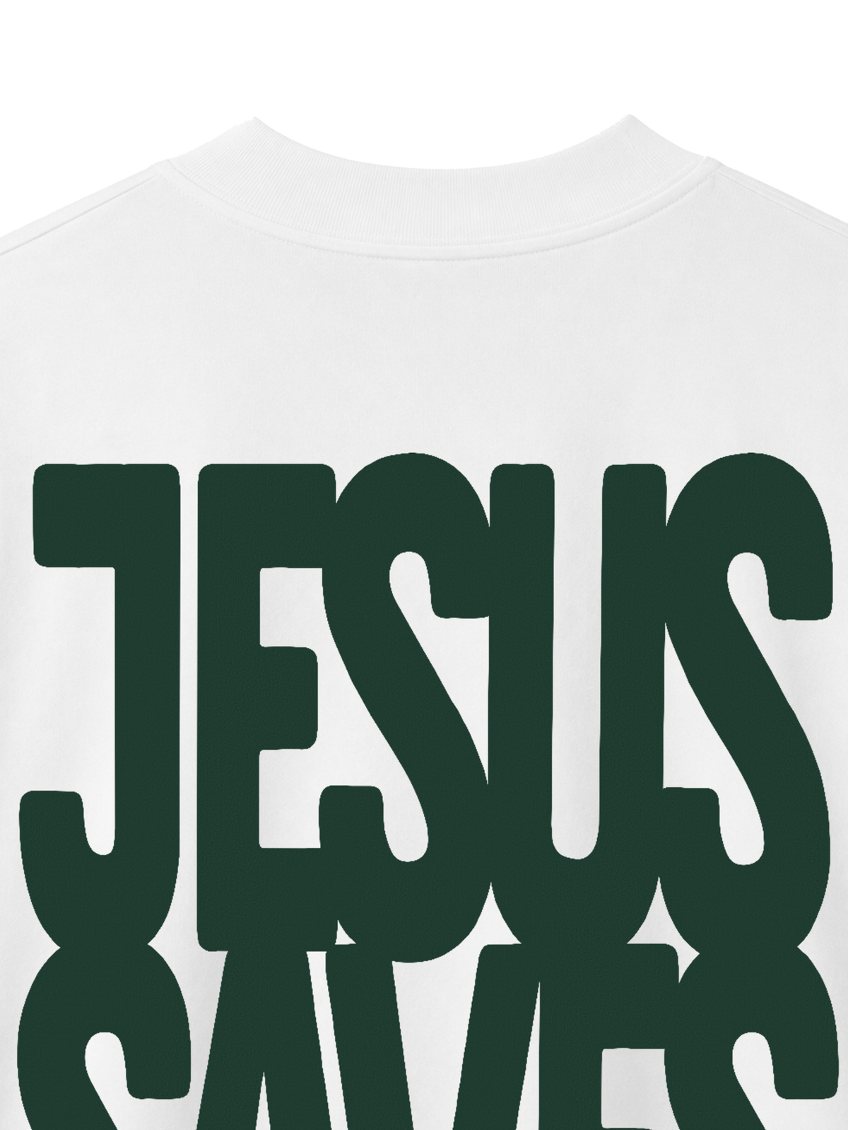 OVERSIZED T SHIRT JESUS SAVES - blaster-white-back-close-1.png - 2