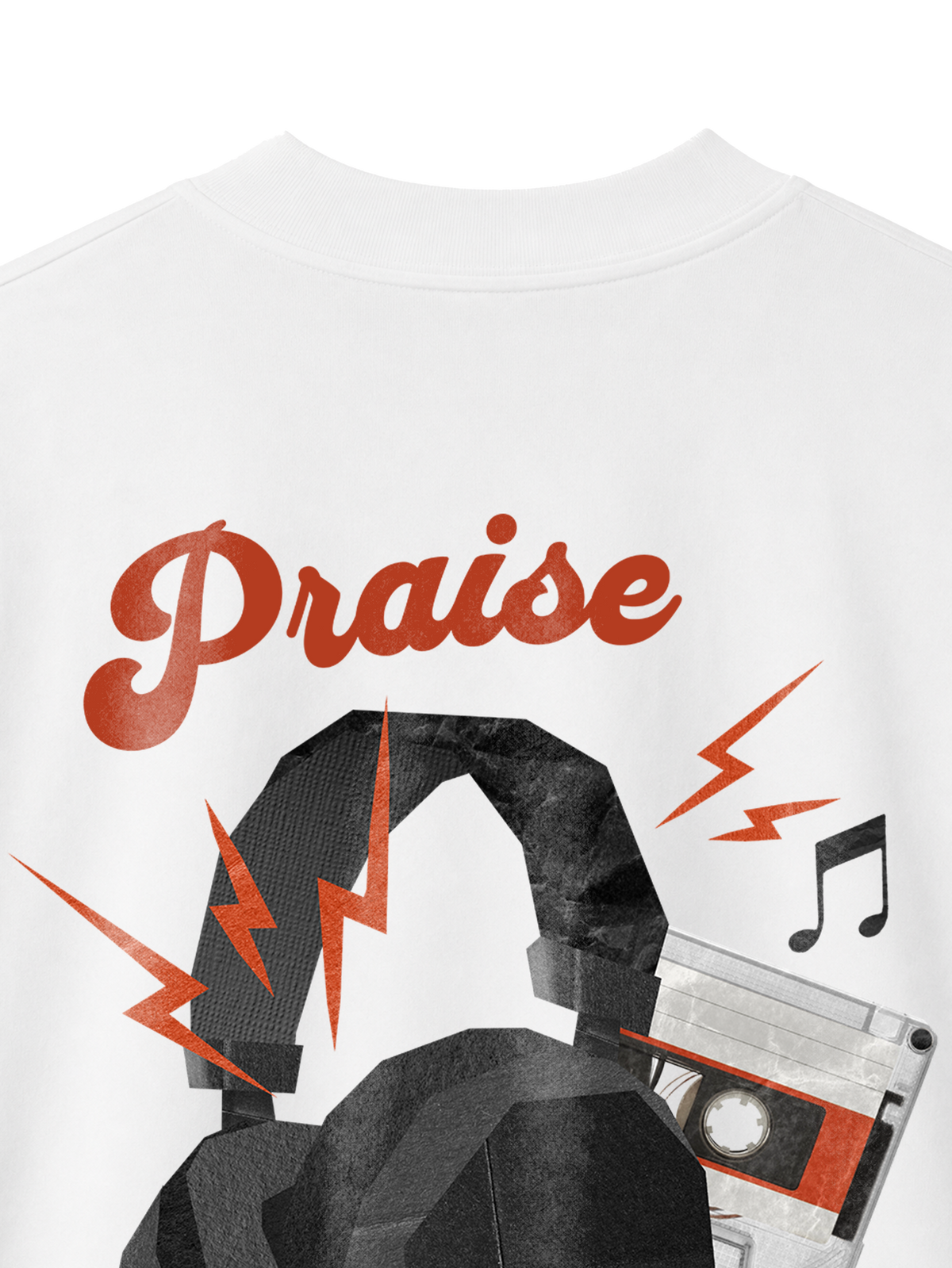 OVERSIZED T-SHIRT PRAISE IS MY PLAYLIST - blaster-white-back-close-1.png - 4