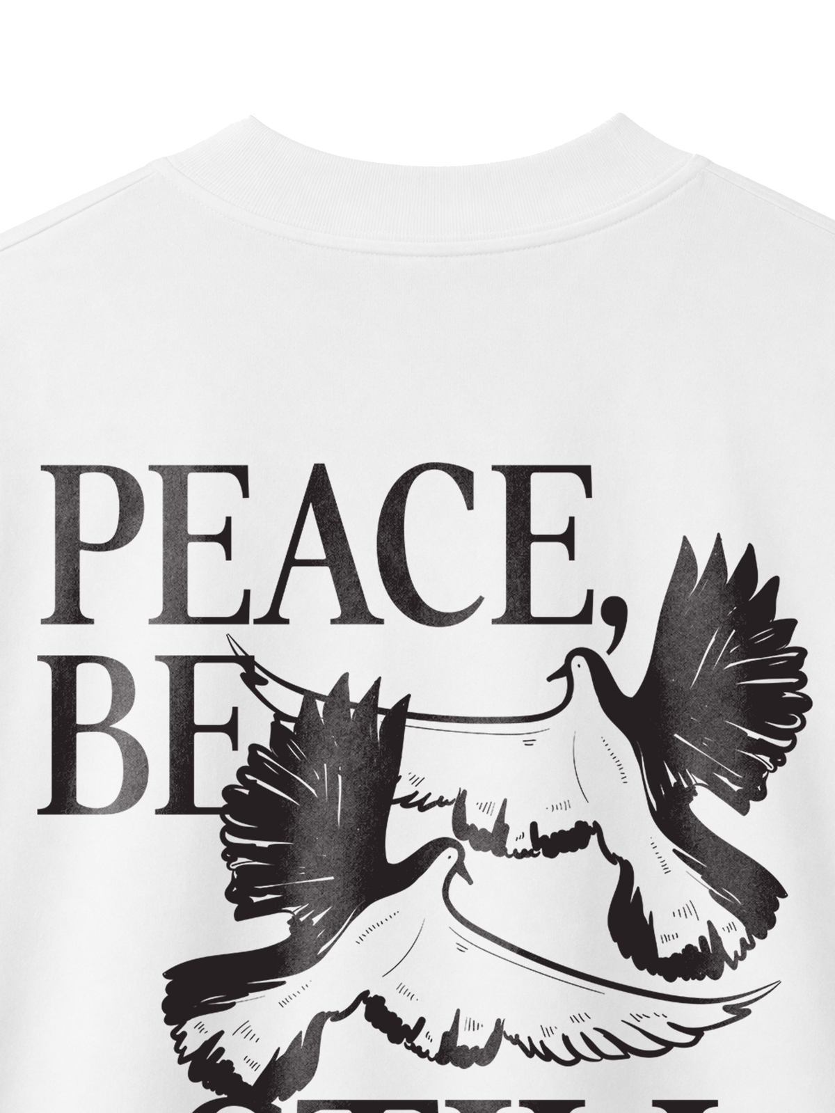OVERSIZED T SHIRT PEACE BE STILL - blaster-white-back-close-1.png - 2