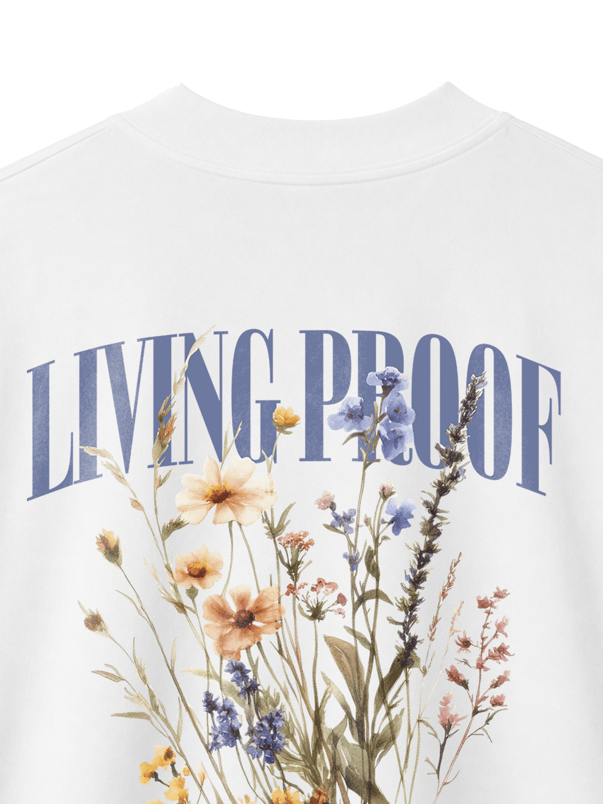 OVERSIZED T-SHIRT LIVING PROOF OF A LOVING GOD - blaster-white-back-close-1.png - 2