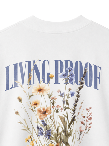 OVERSIZED T-SHIRT LIVING PROOF OF A LOVING GOD - blaster-white-back-close-1.png - 2