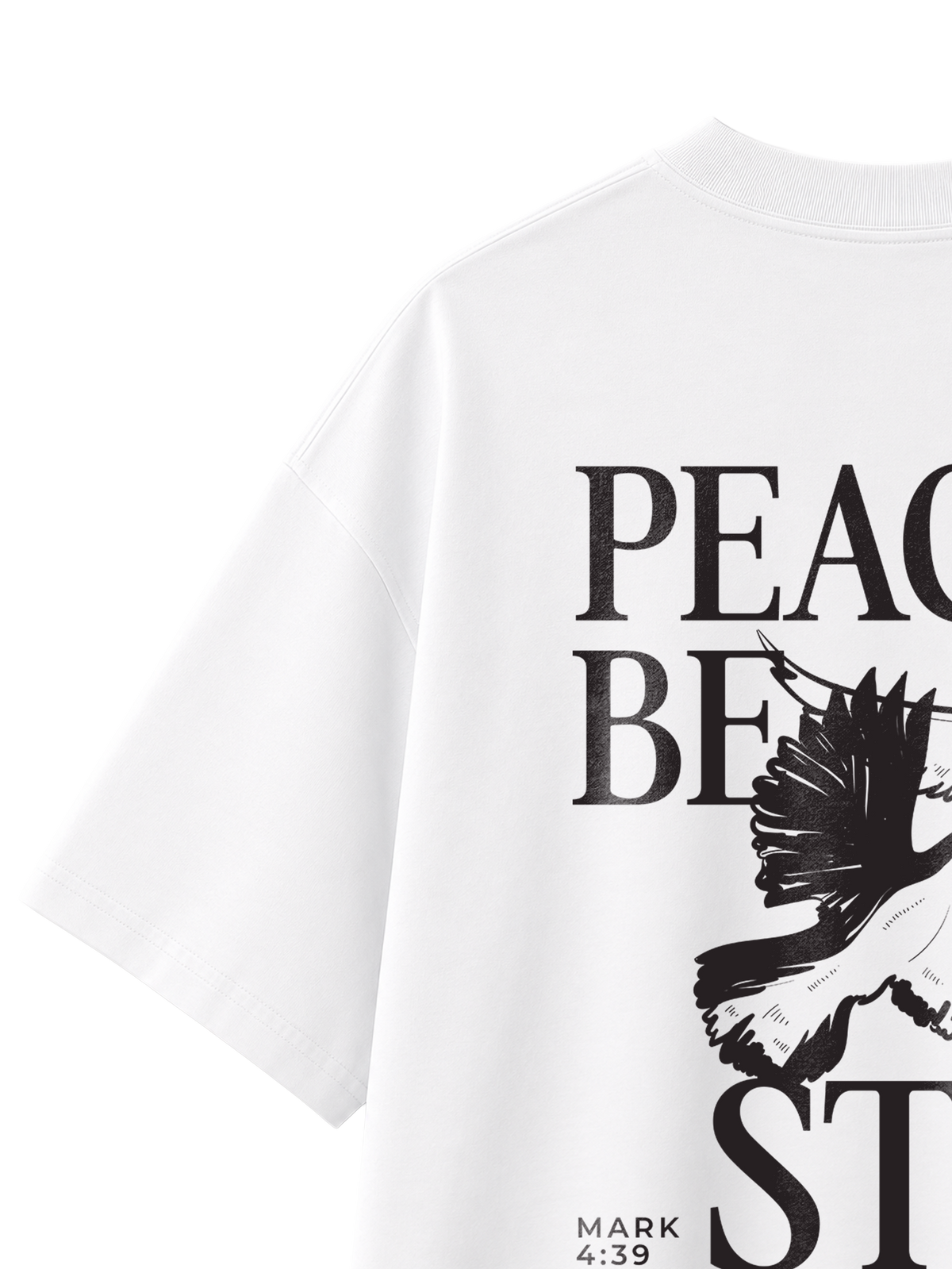 OVERSIZED T SHIRT PEACE BE STILL - blaster-white-back-close-2.png - 3