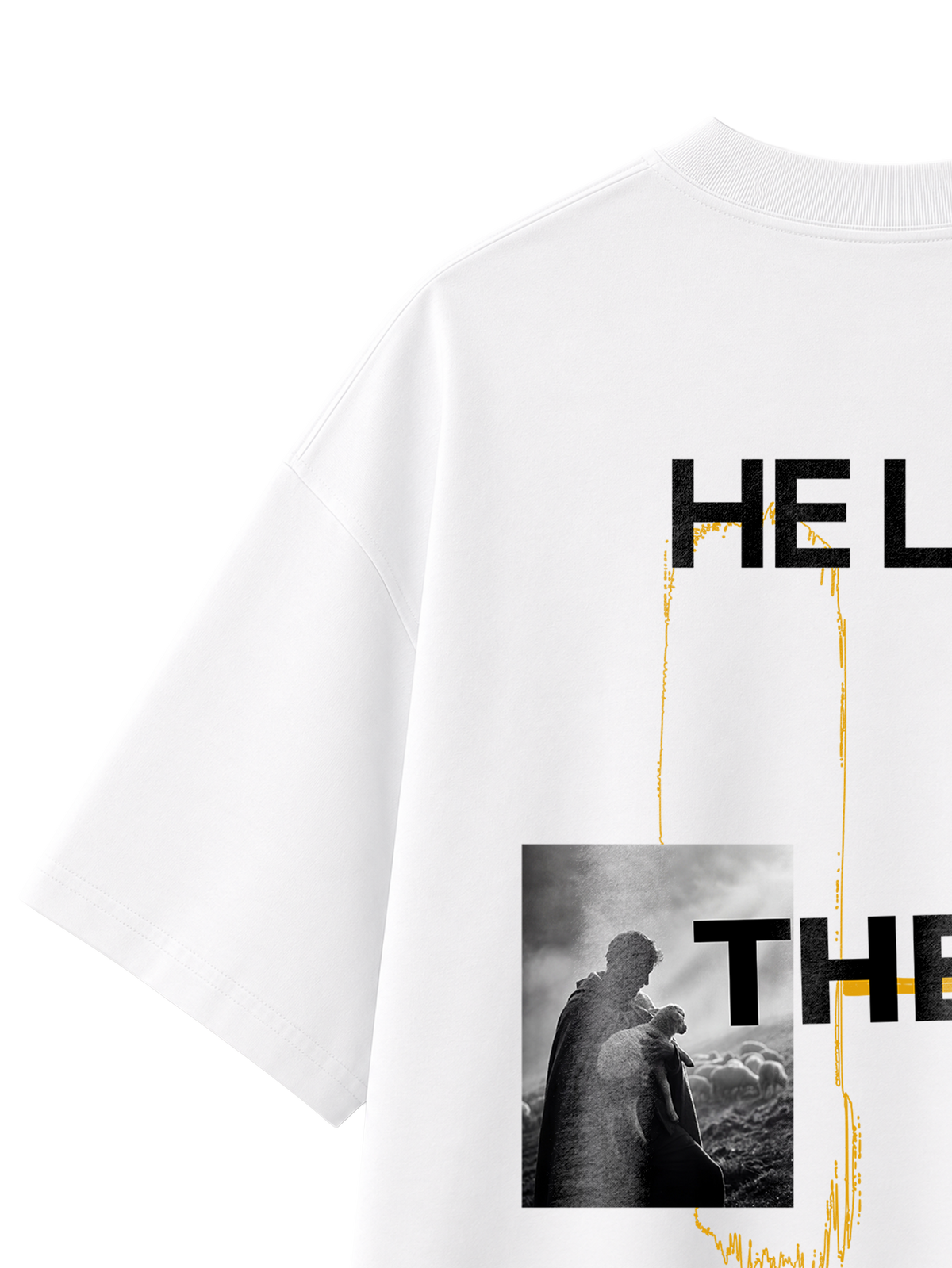 OVERSIZED T-SHIRT HE LEFT THE 99 TO FIND ME - blaster-white-back-close-2.png - 3
