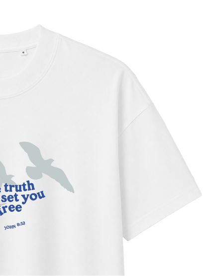 OVERSIZED T-SHIRT TRUTH WILL SET YOU FREE - blaster-white-front-close-3.png - 3
