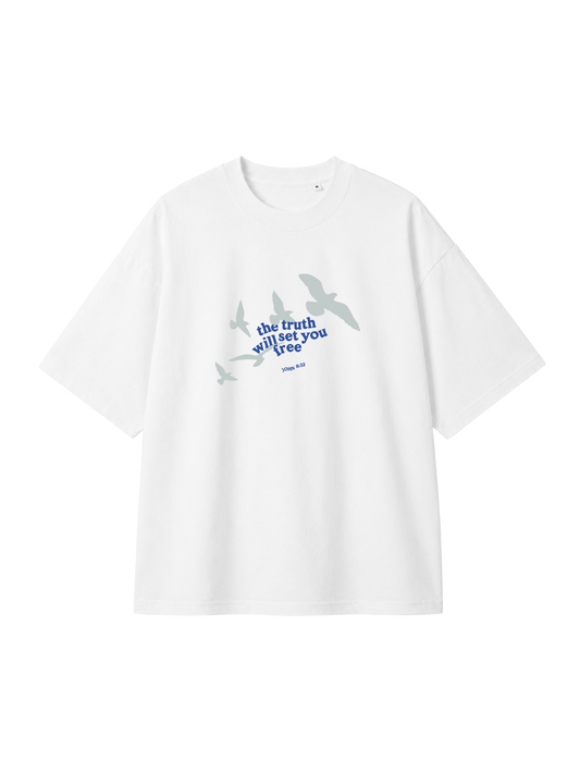 OVERSIZED T-SHIRT TRUTH WILL SET YOU FREE - blaster-white-front.png - 1