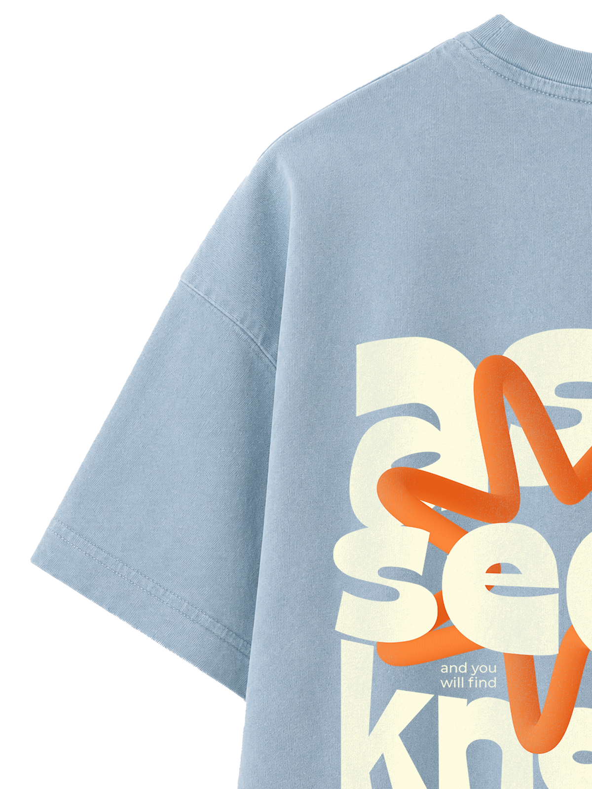 VINTAGE RELAXED FIT T-SHIRT ASK SEEK KNOCK - blue-stone-back-close-1.png - 6