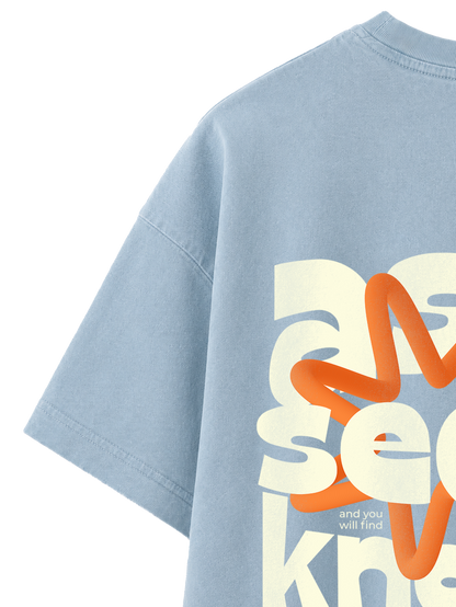 VINTAGE RELAXED FIT T-SHIRT ASK SEEK KNOCK - blue-stone-back-close-1.png - 6