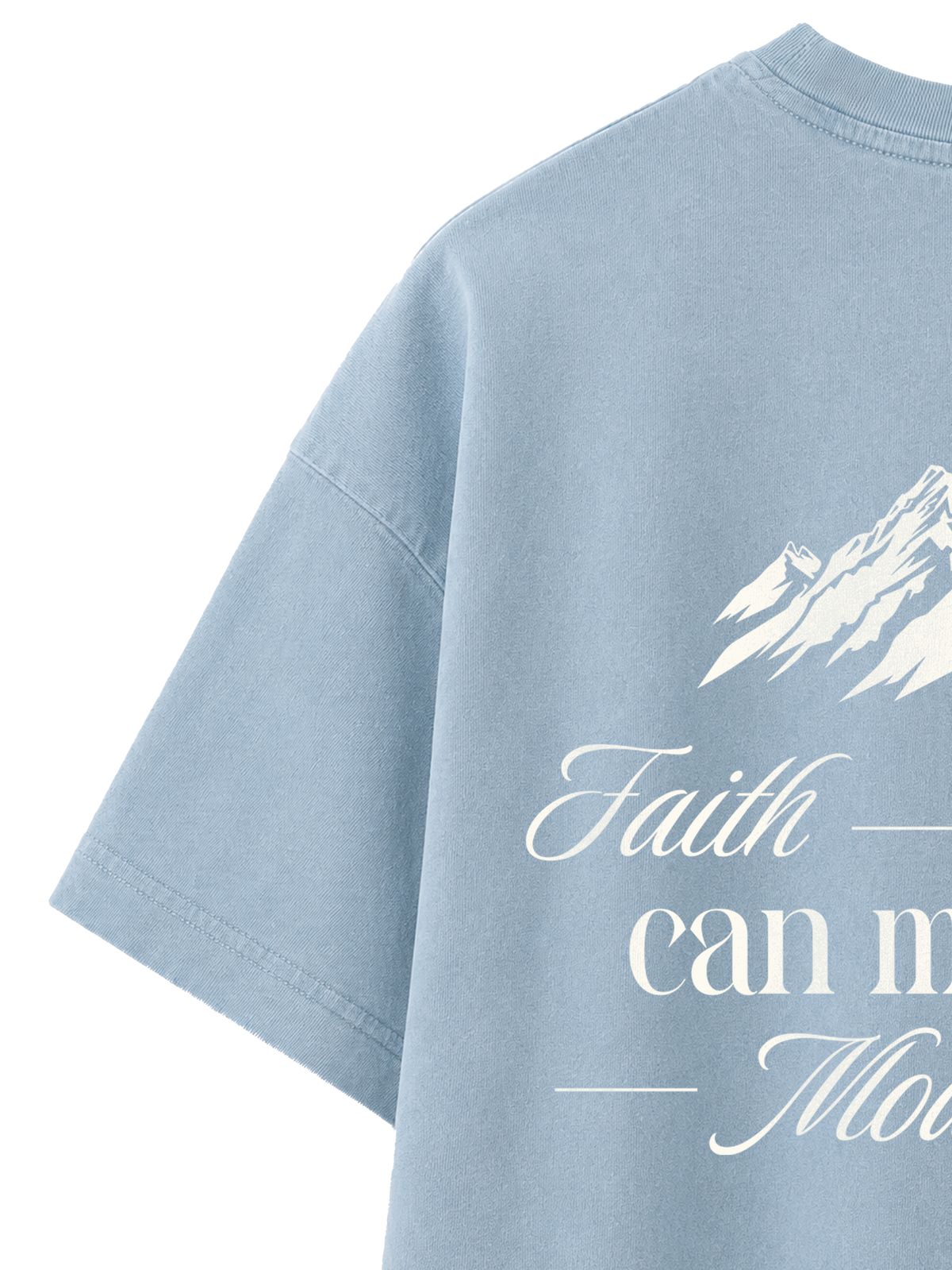 VINTAGE RELAXED FIT T-SHIRT FAITH CAN MOVE MOUNTAINS - blue-stone-back-close-1.png - 7