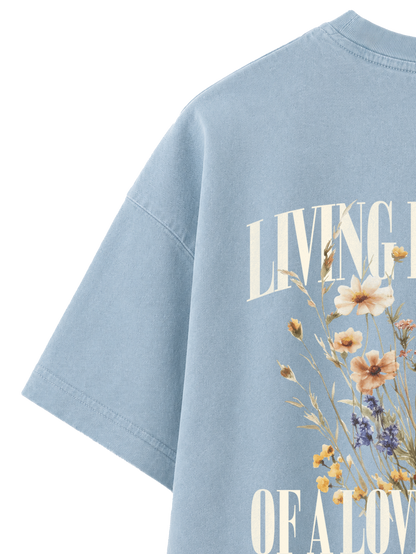 VINTAGE RELAXED FIT T-SHIRT LIVING PROOF OF A LOVING GOD - blue-stone-back-close-1.png - 7