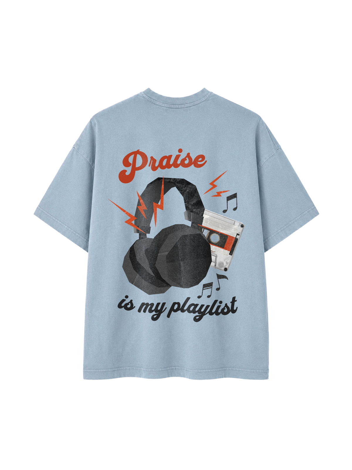 VINTAGE RELAXED FIT T-SHIRT PRAISE IS MY PLAYLIST - blue-stone-back.png - 1