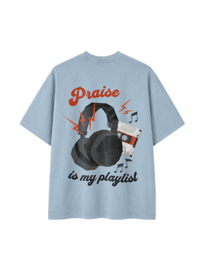 VINTAGE RELAXED FIT T-SHIRT PRAISE IS MY PLAYLIST - blue-stone-back.png - 1