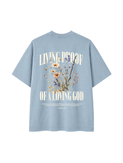 VINTAGE RELAXED FIT T-SHIRT LIVING PROOF OF A LOVING GOD - blue-stone-back.png - 5