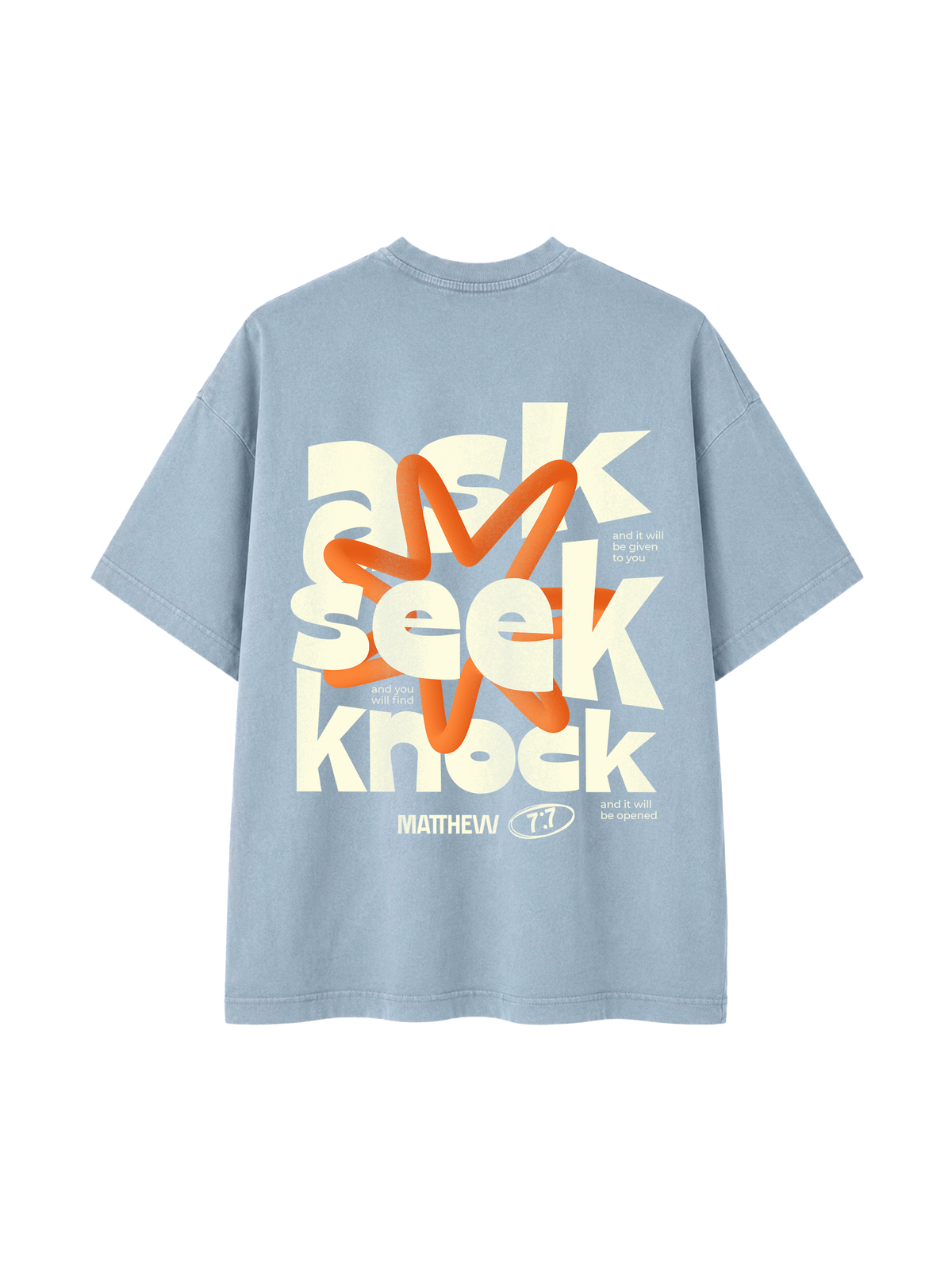 VINTAGE RELAXED FIT T-SHIRT ASK SEEK KNOCK - blue-stone-back.png - 5
