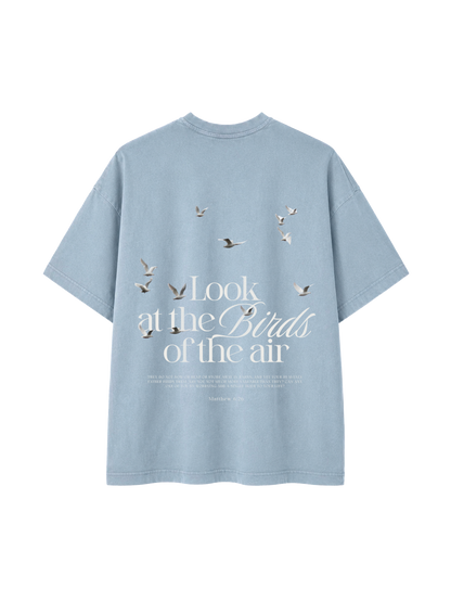 VINTAGE RELAXED FIT T-SHIRT LOOK AT THE BIRDS - blue-stone-back.png - 1