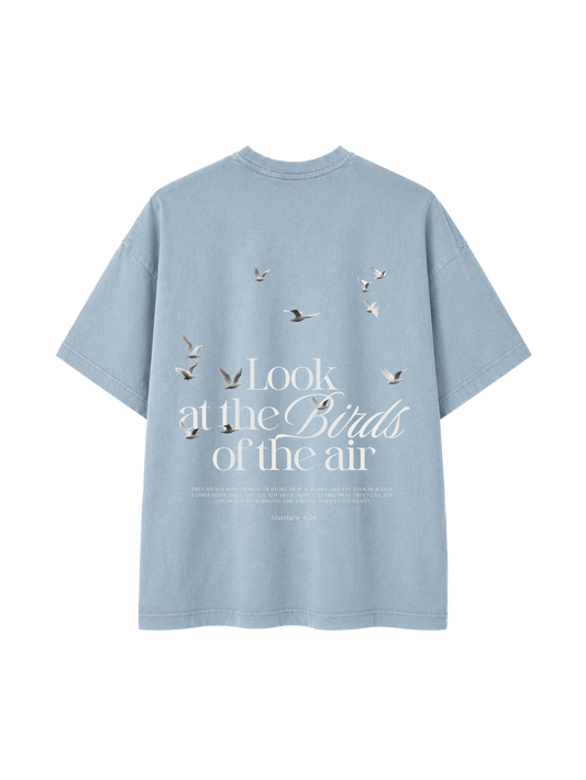 VINTAGE RELAXED FIT T-SHIRT LOOK AT THE BIRDS - blue-stone-back.png - 1