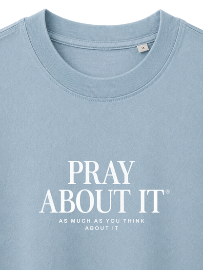 VINTAGE RELAXED FIT T-SHIRT PRAY ABOUT IT - blue-stone-front-close-1.png - 2