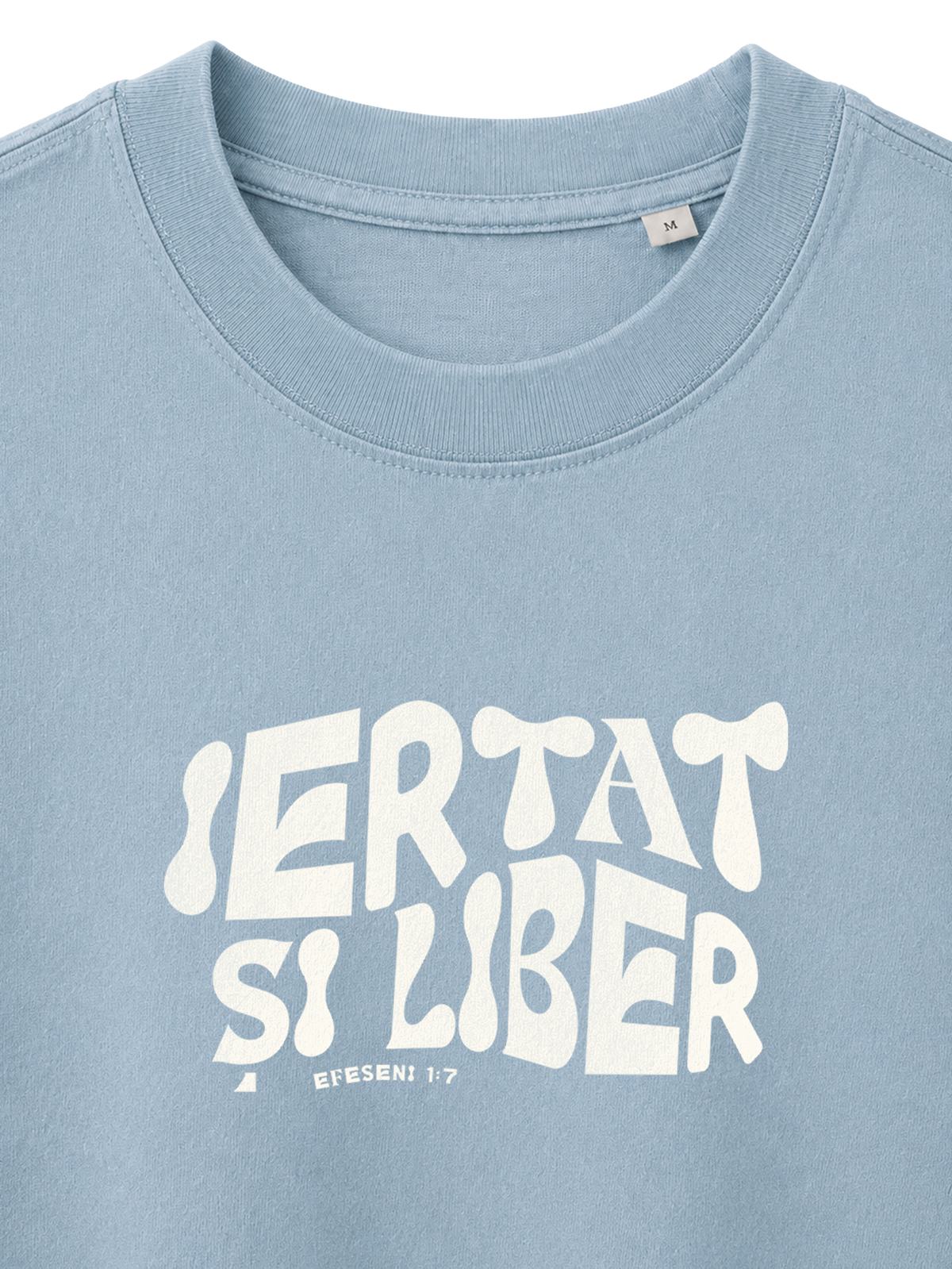 VINTAGE RELAXED FIT T-SHIRT IERTAT SI LIBER - blue-stone-front-close-1.png - 5