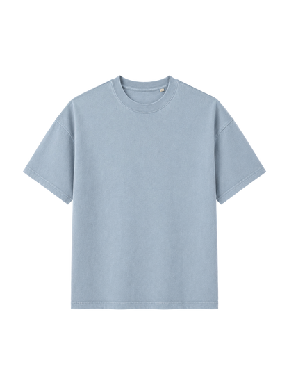 VINTAGE RELAXED FIT T-SHIRT LOOK AT THE BIRDS - blue-stone-front.png - 4