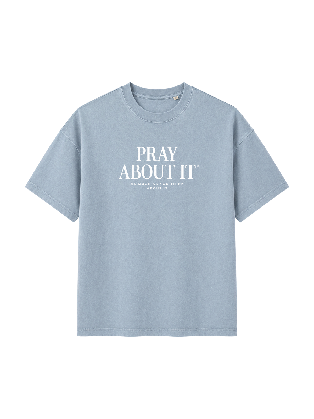 VINTAGE RELAXED FIT T-SHIRT PRAY ABOUT IT - blue-stone-front.png - 1