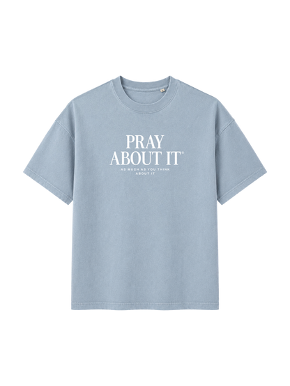VINTAGE RELAXED FIT T-SHIRT PRAY ABOUT IT - blue-stone-front.png - 1