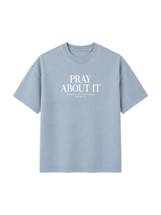 VINTAGE RELAXED FIT T-SHIRT PRAY ABOUT IT - blue-stone-front.png - 1