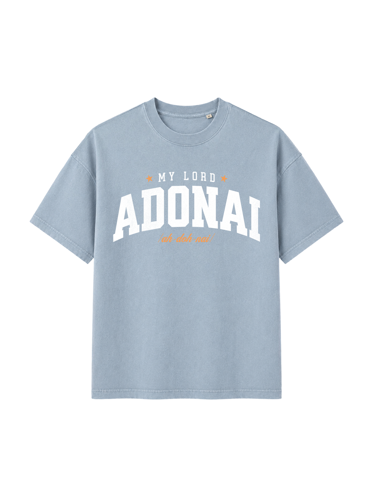 VINTAGE RELAXED FIT T-SHIRT ADONAI - blue-stone-front.png - 5